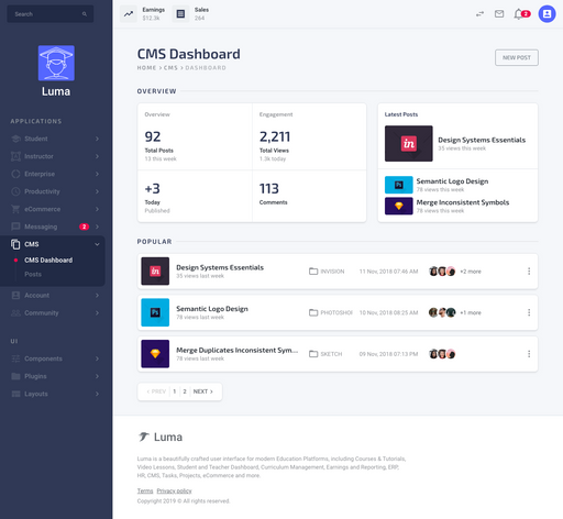 CMS Dashboard - Luma Bootstrap