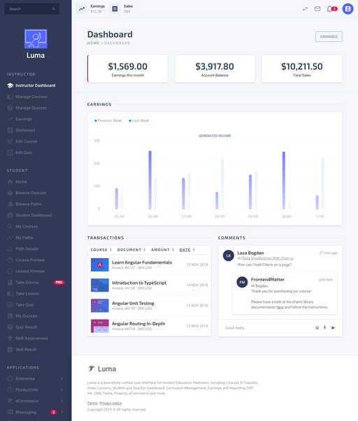 Luma Education Platform - Instructor Dashboard