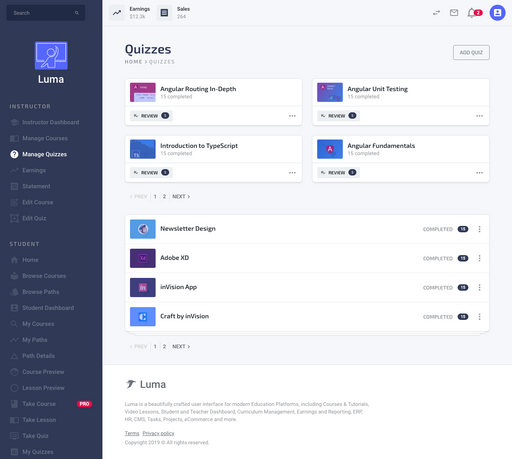 Manage Quizzes - Luma Bootstrap