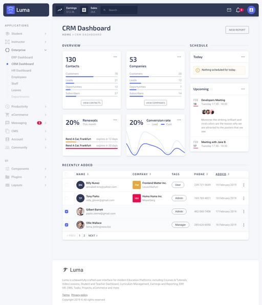 CRM Dashboard - Luma Bootstrap