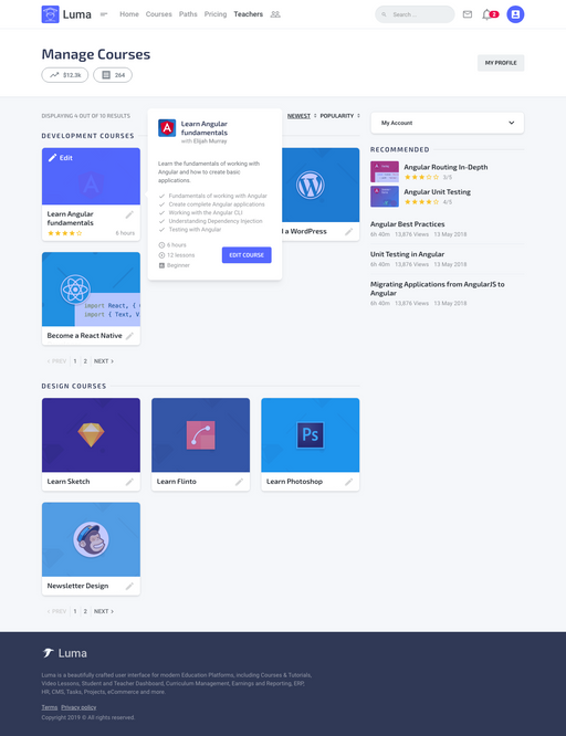 Manage Courses 2 - Luma Bootstrap