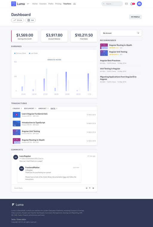 Instructor Dashboard 2 - Luma Bootstrap