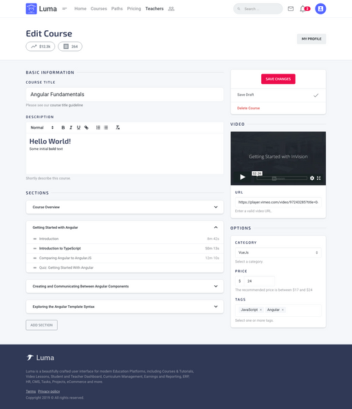 Edit Course 2 - Luma Bootstrap