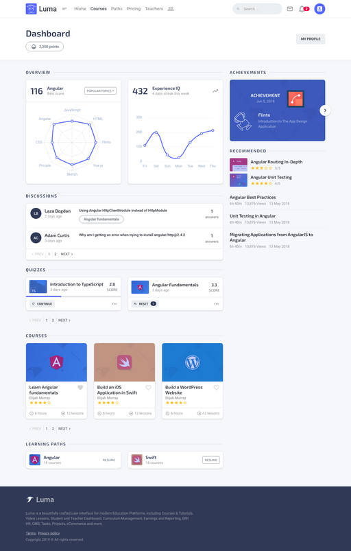 Student Dashboard 2 - Luma Bootstrap