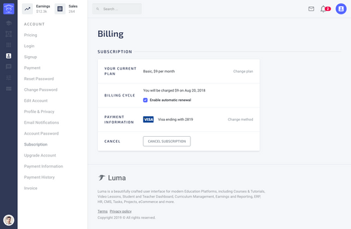 Billing - Luma Bootstrap