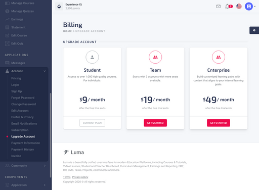 Upgrade Account - null