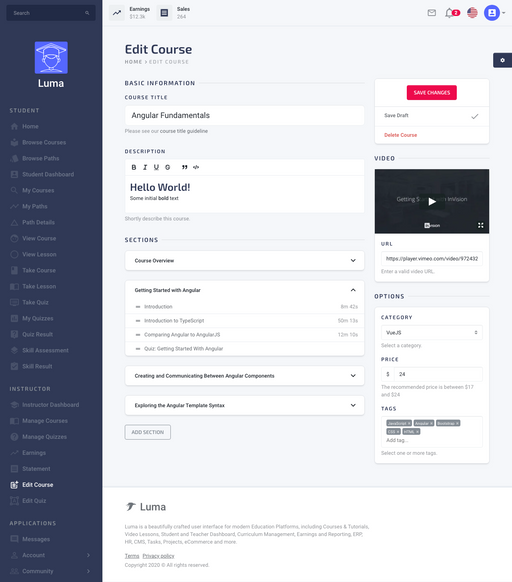 Edit Course - null